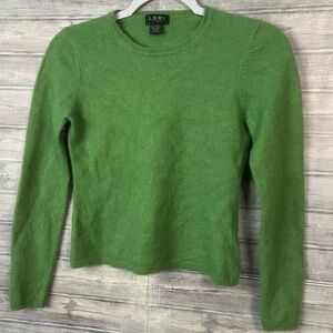 LXRI Women's Green Cashmere V Neck Knit Sweater Casual Career Size Medium* Crop